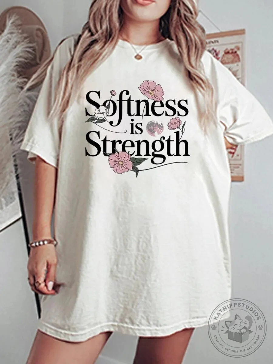 Softness Is Strength Floral Graphic Oversized Short Sleeve T-Shirt