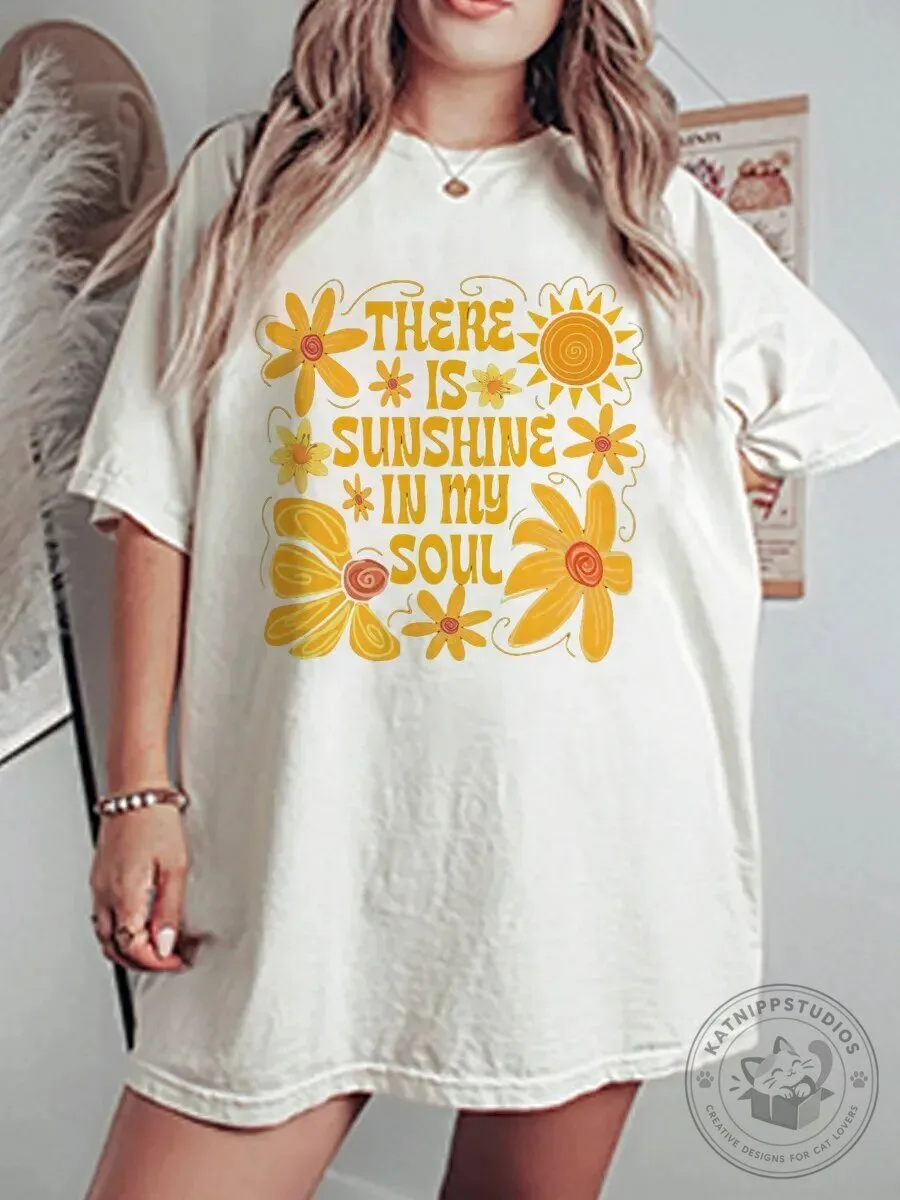 Sunshine In My Soul Vintage Floral Oversized Graphic T-Shirt